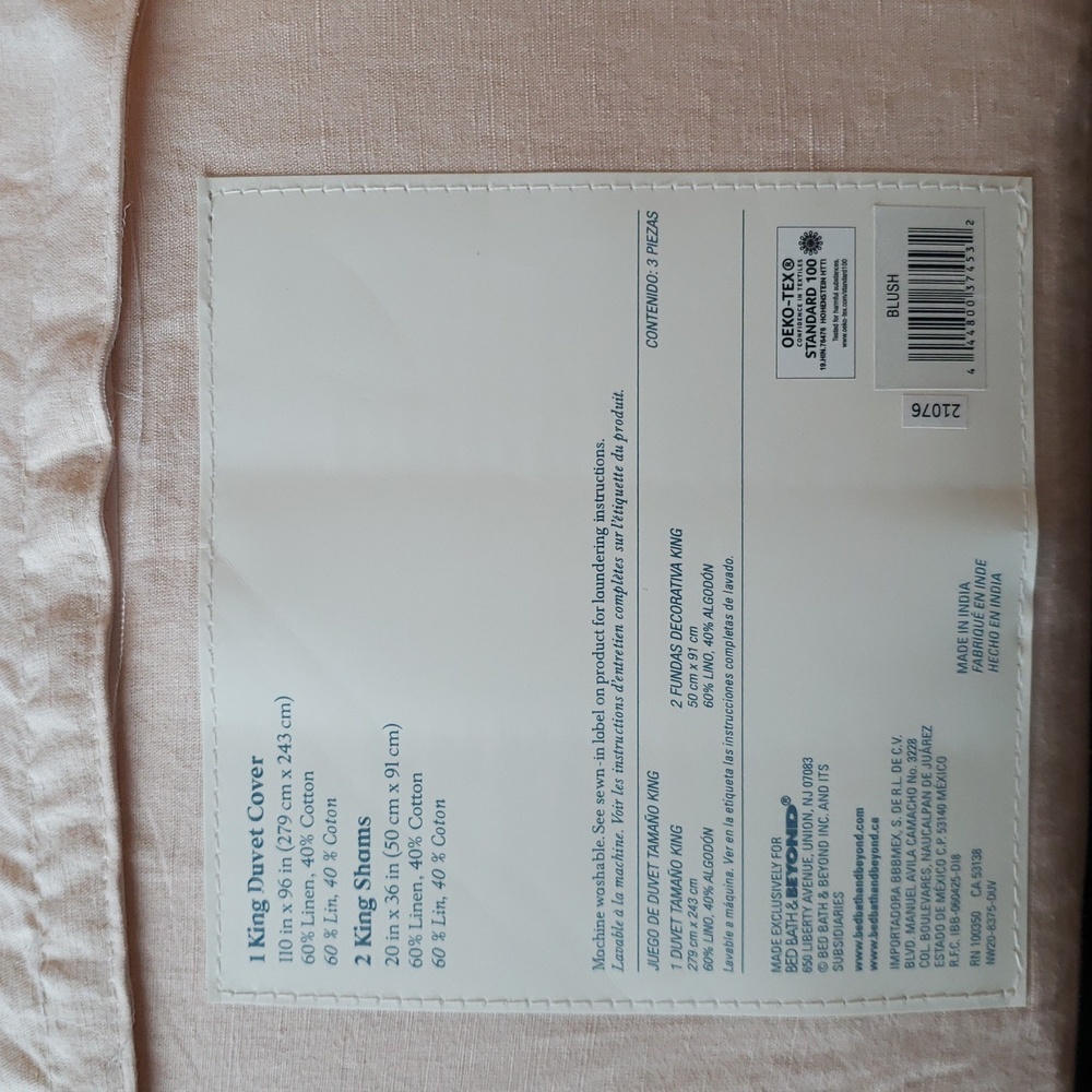 ❤️B2G1 FREE Nestwell® Washed Linen Cotton 3-Piece King Duvet Cover Set,Blush - Picture 8 of 10